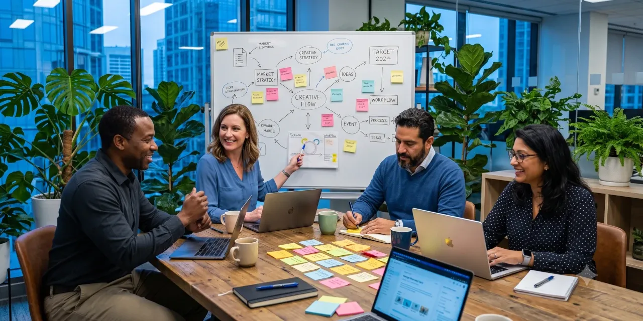 Illustration of a support team collaborating.